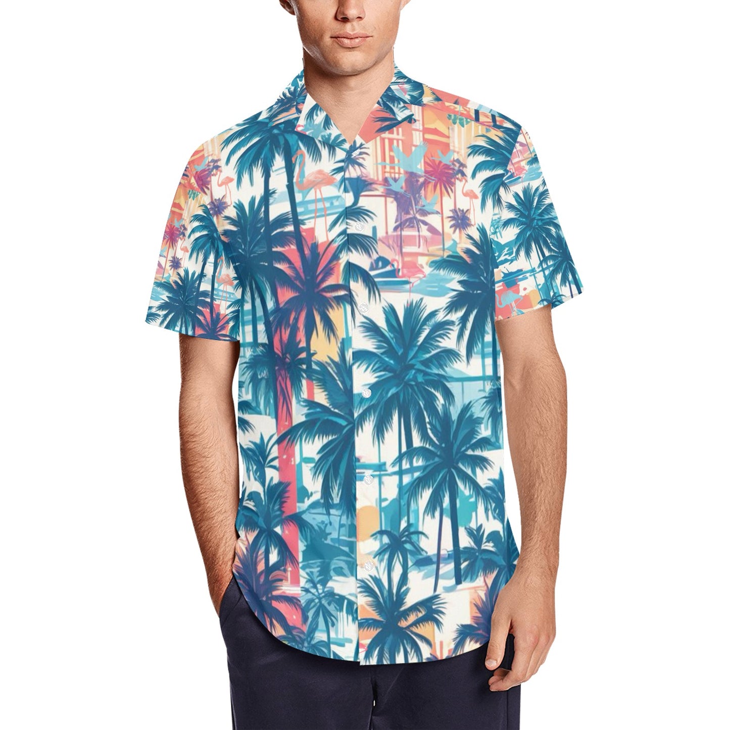 Men's Short Sleeve Shirt With Lapel Collar (Model T54)