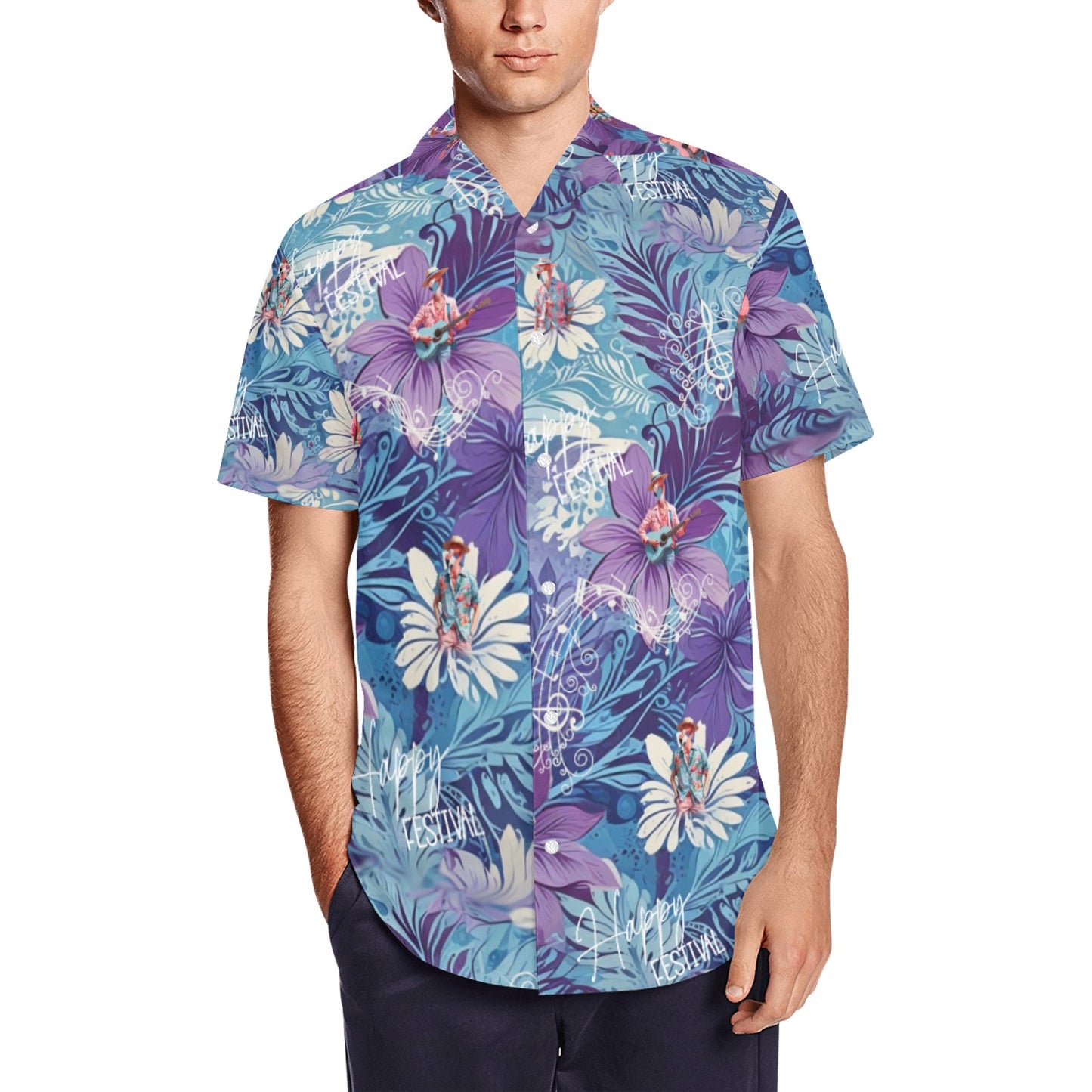 Men's Short Sleeve Shirt With Lapel Collar (Model T54)