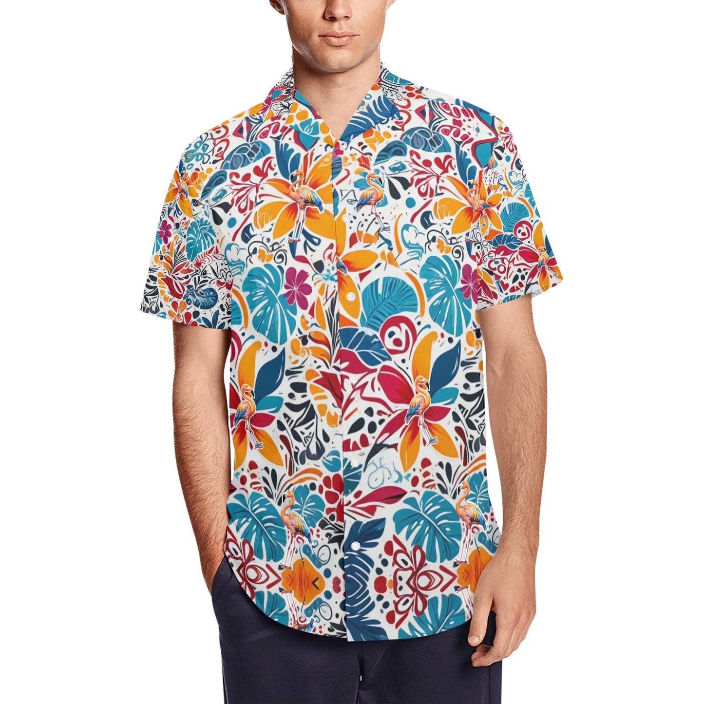 Men's Short Sleeve Shirt With Lapel Collar (Model T54)