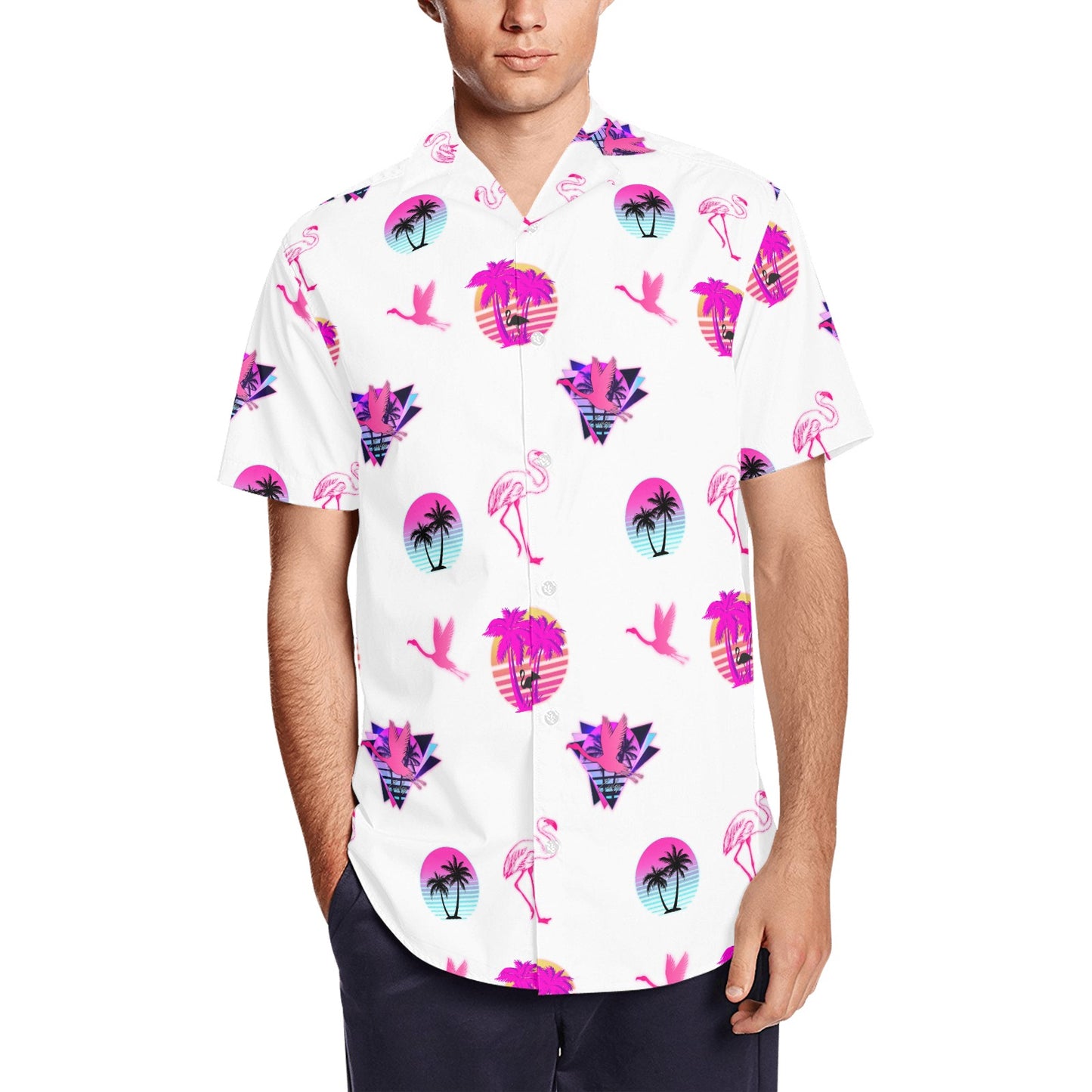 Men's Short Sleeve Shirt With Lapel Collar (Model T54)